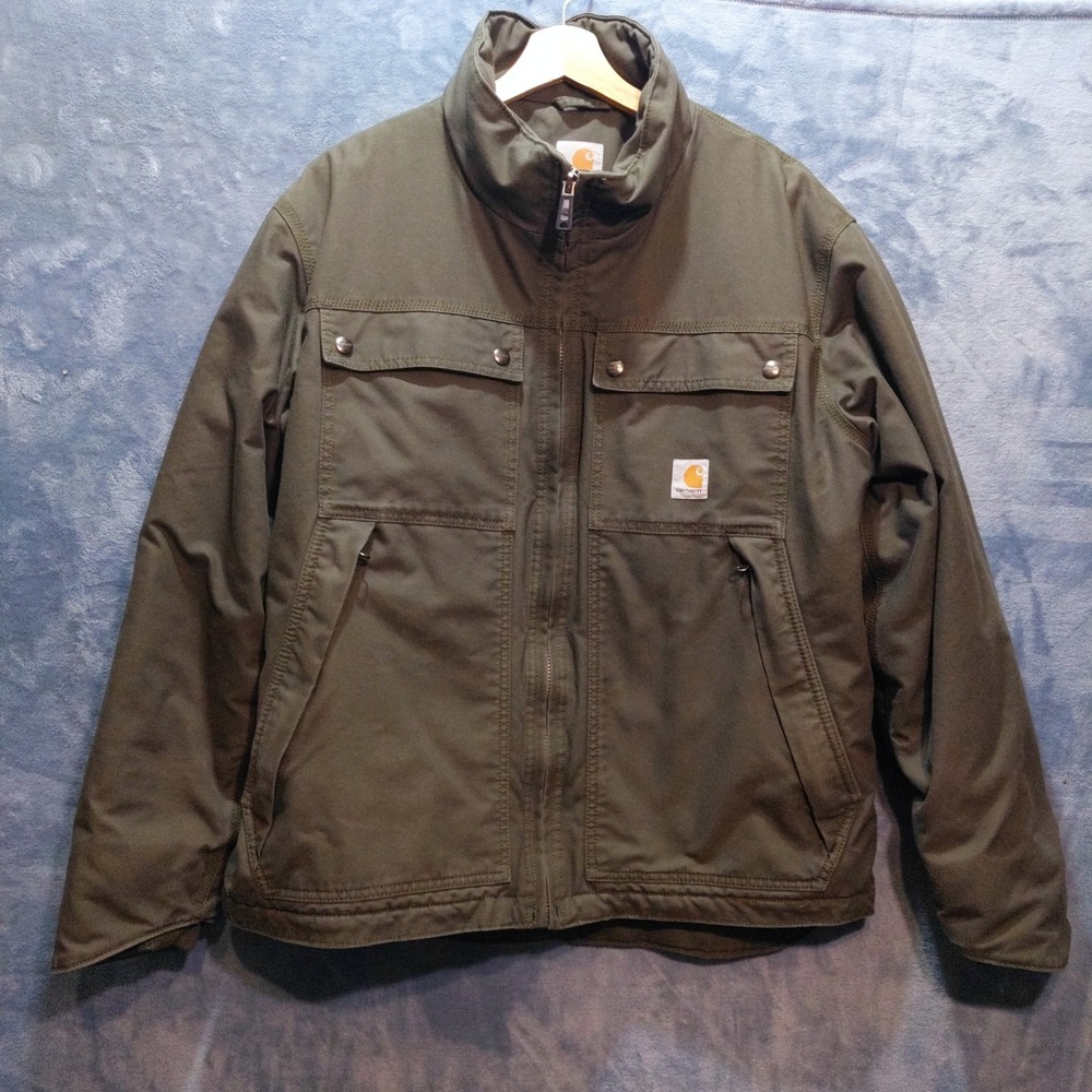 Carhartt Traditional Mens Ridge Coat Olive Green Full Zip Work Jacket 100107 L